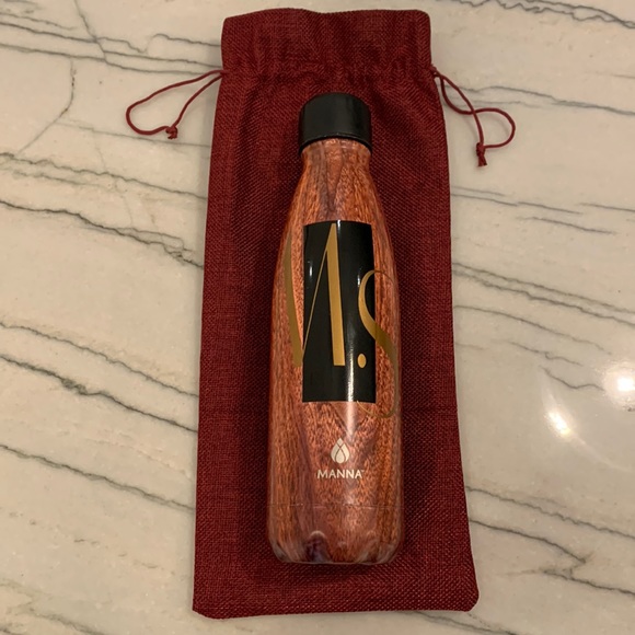 NWT Manna 17oz. Water Bottle - Monogrammed M.S. Vouge Brown Wood - Picture 2 of 13